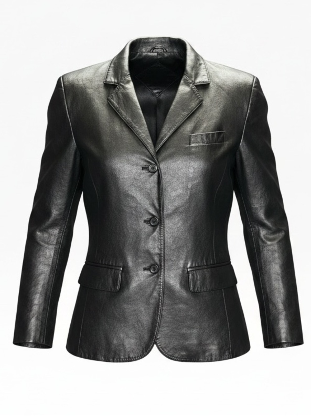 Jacqueline Ferrar Vintage Black Leather Blazer Size Large